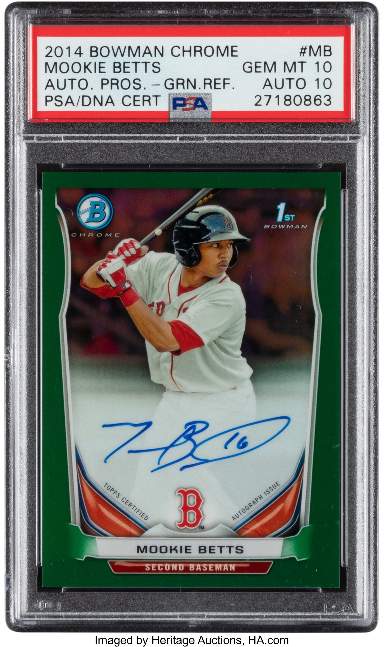 2014 Bowman Chrome Prospect Autograph Green Refractor Mookie Betts