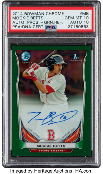 2014 Bowman Chrome Prospect Autograph Green Refractor Mookie Betts