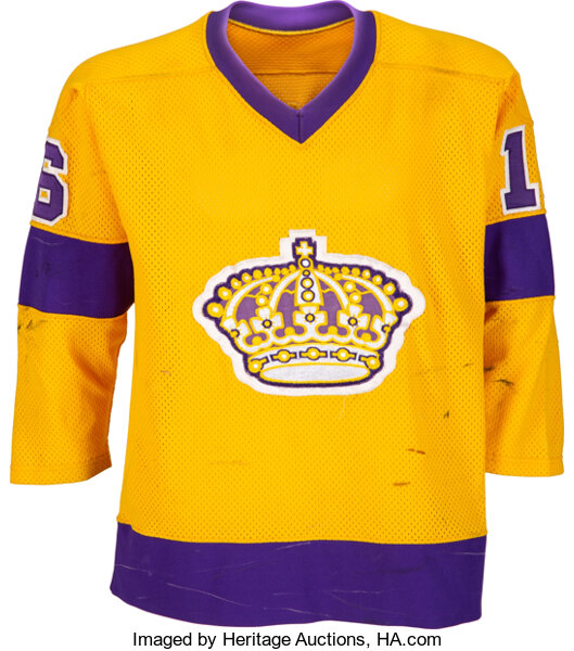 Vtg 80s Los Angels Kings Hockey Jersey Gold/Purple #26 Sewn On By