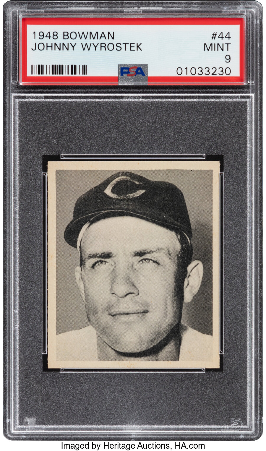 1948 Bowman Johnny Wyrostek #44 PSA Mint 9 - Pop Four, None Higher