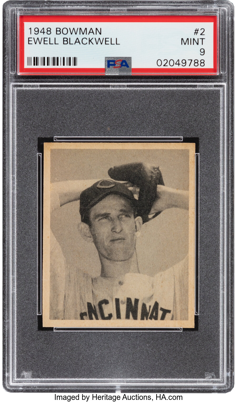 1948 Bowman Ewell Blackwell #2 PSA Mint 9 - Only One Higher