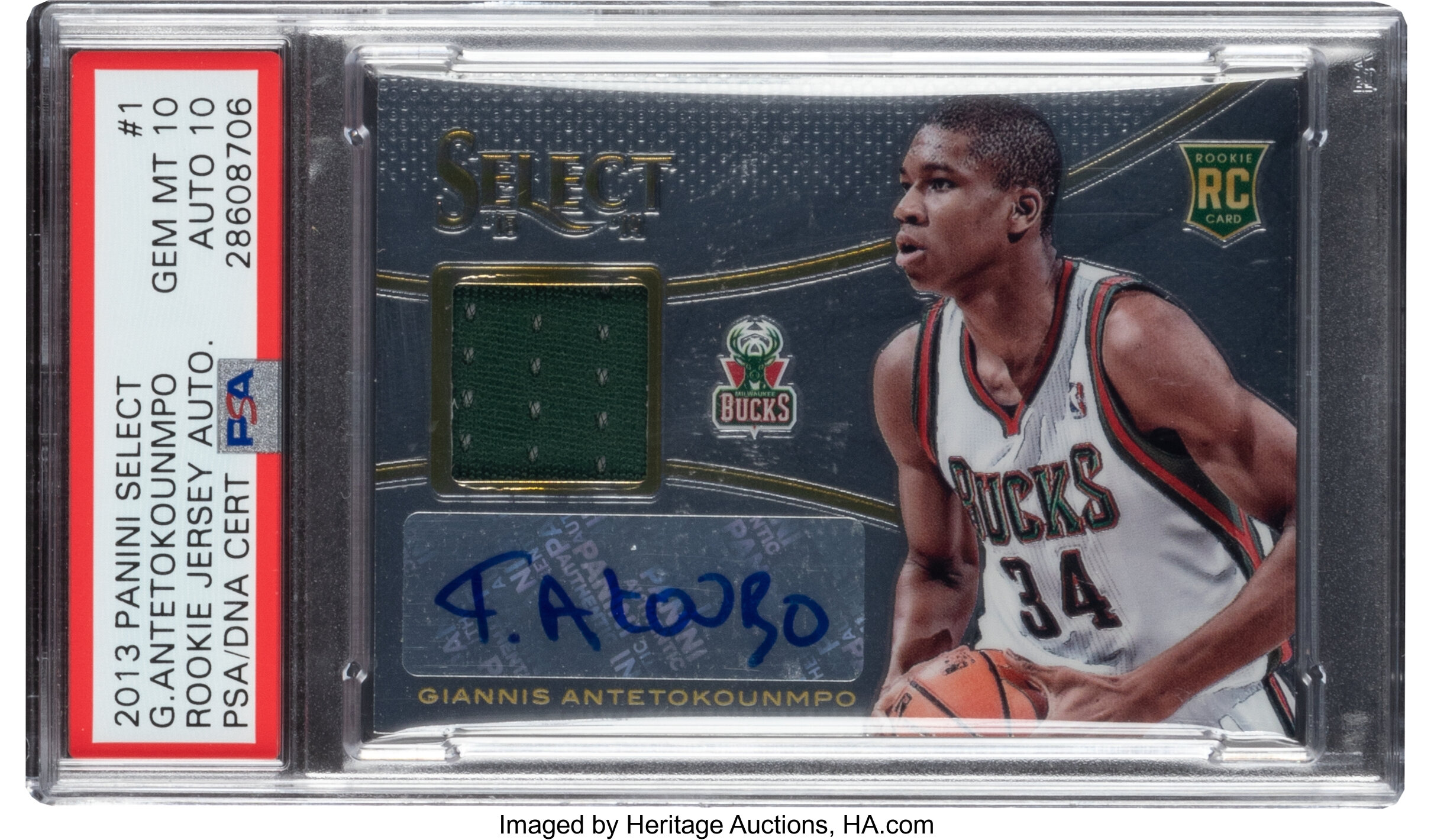 2013 Panini Select Giannis Antetokounmpo Rookie Jersey Autograph