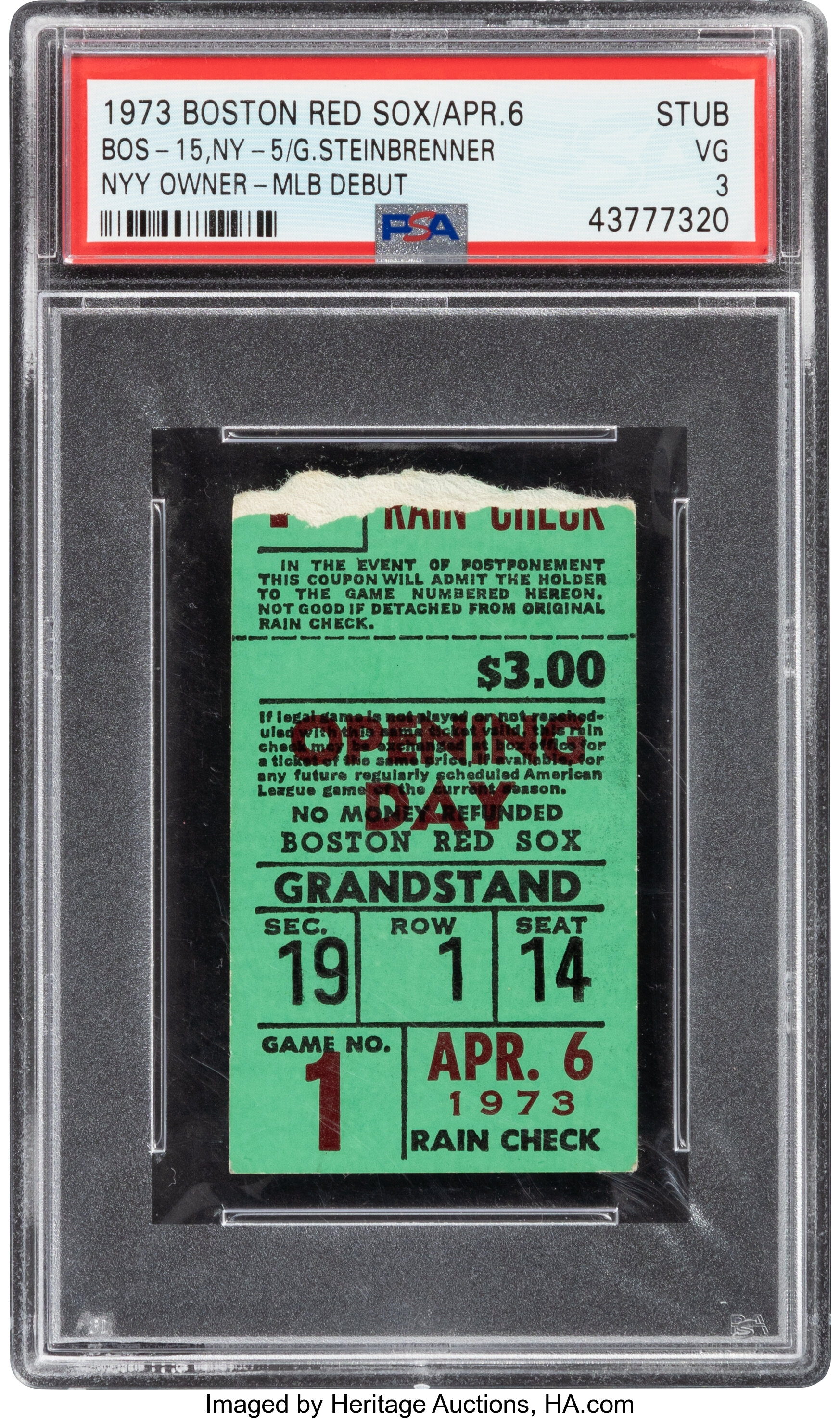 Sold at Auction: 1973 World Series Game 4 Baseball Ticket Stub