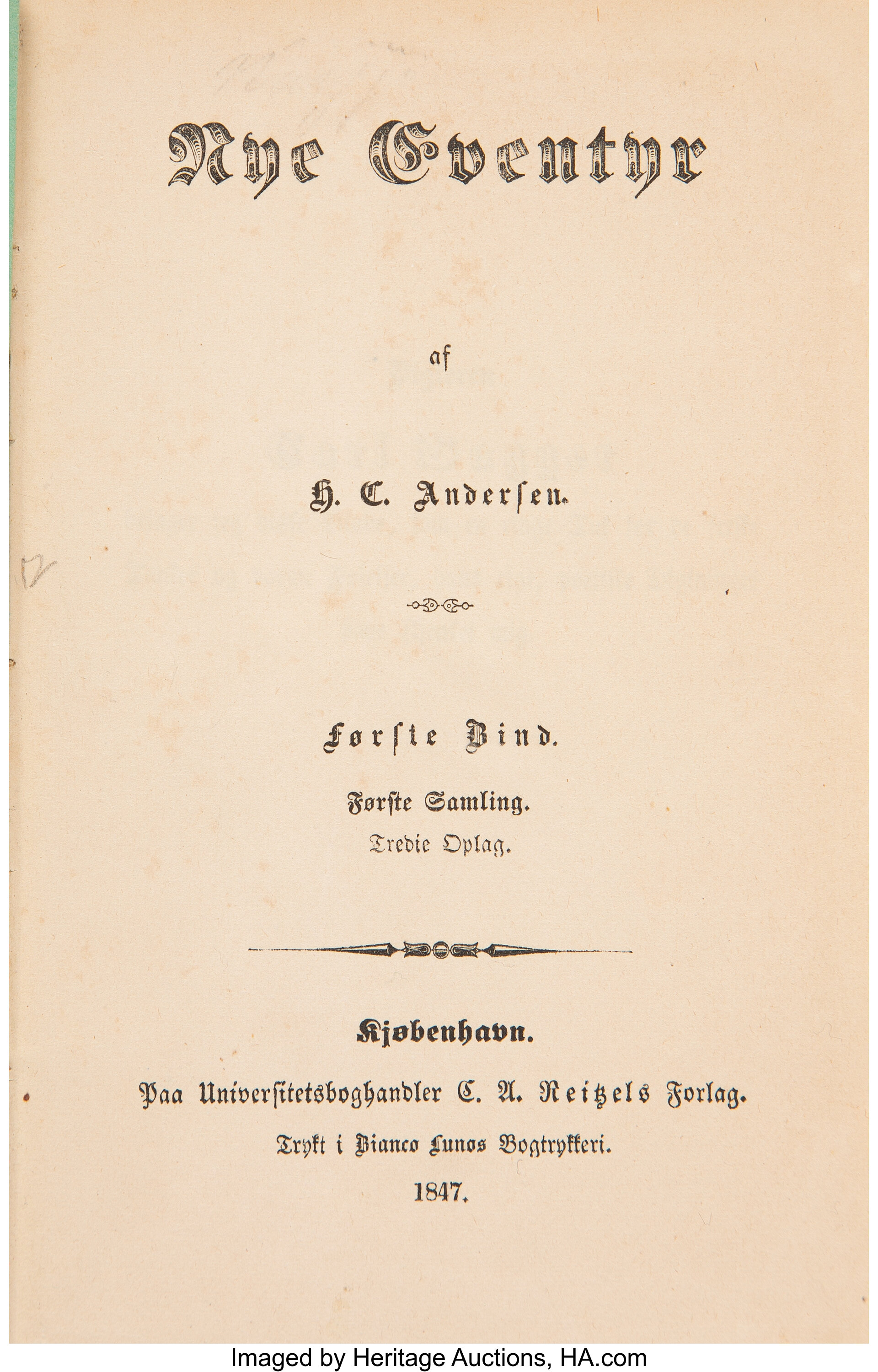 Hans Christian Andersen. Nye Eventyr. Første Bind. Første | #45123 | Auctions