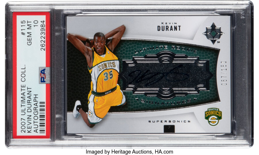 2007 Ultimate Collection Kevin Durant Autograph #115 PSA Gem Mint 10 - Serial Numbered 67/150
