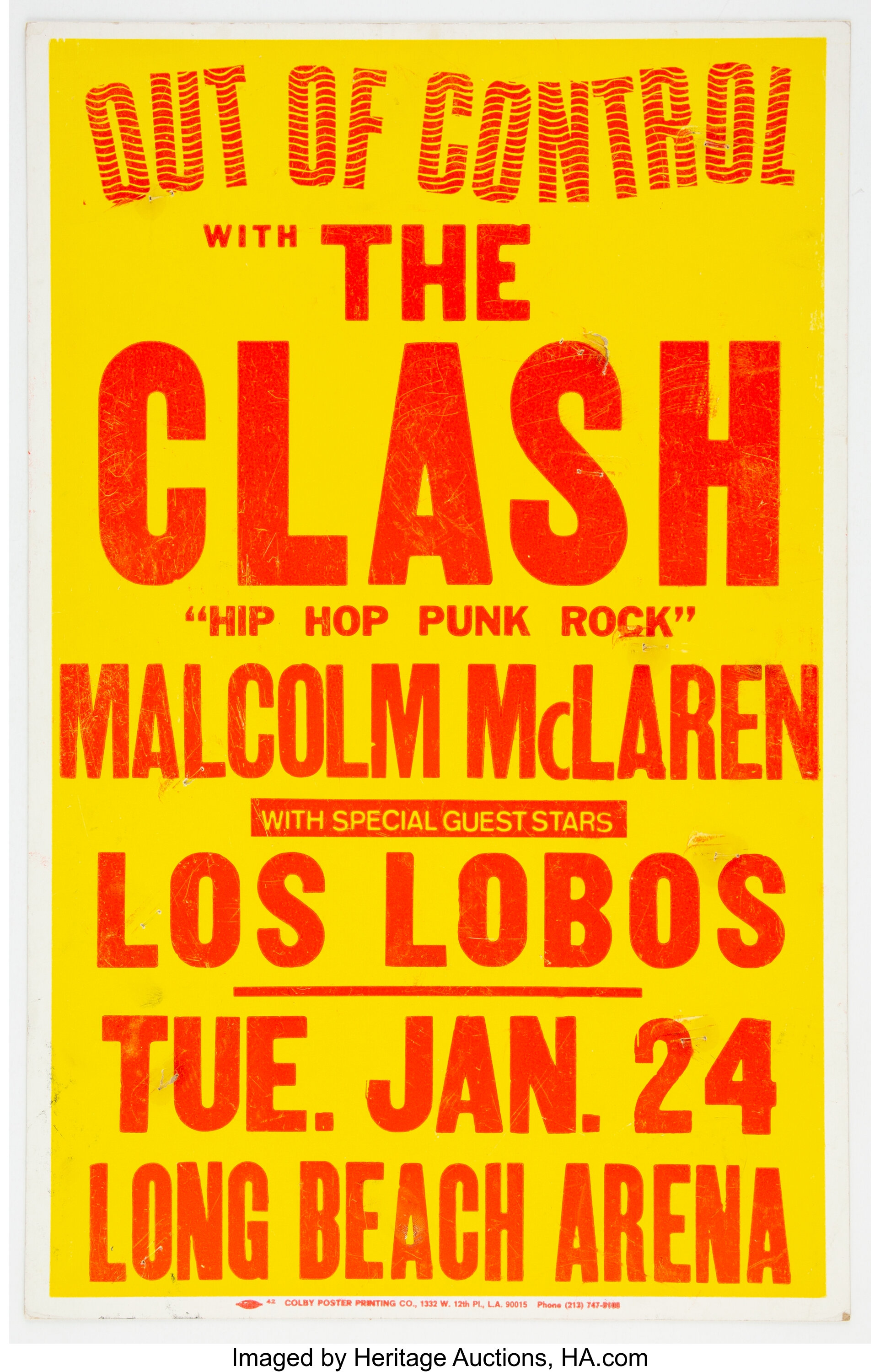 The Clash / Malcolm McLaren / Los Lobos 1984 Long Beach Arena | Lot #5255 |  Heritage Auctions