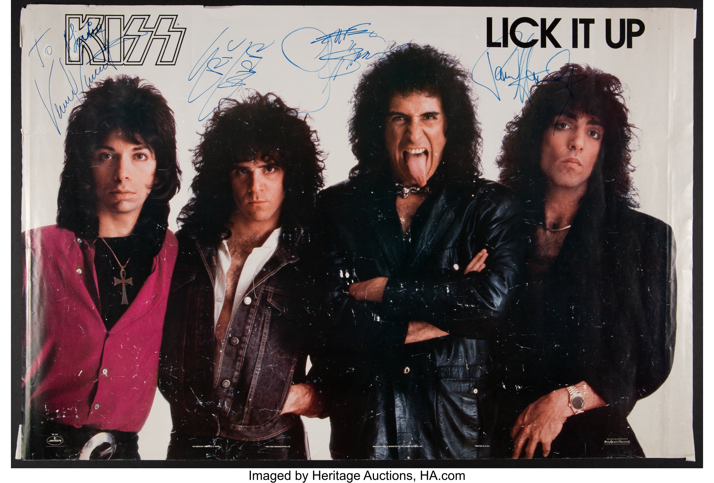 Kiss Signed Lick It Up Promo Poster (1983). Music Memorabilia