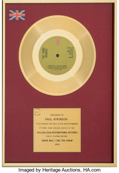 The Three Degrees When Will I See You Again Bpi Gold Sales Award Lot 57 Heritage Auctions