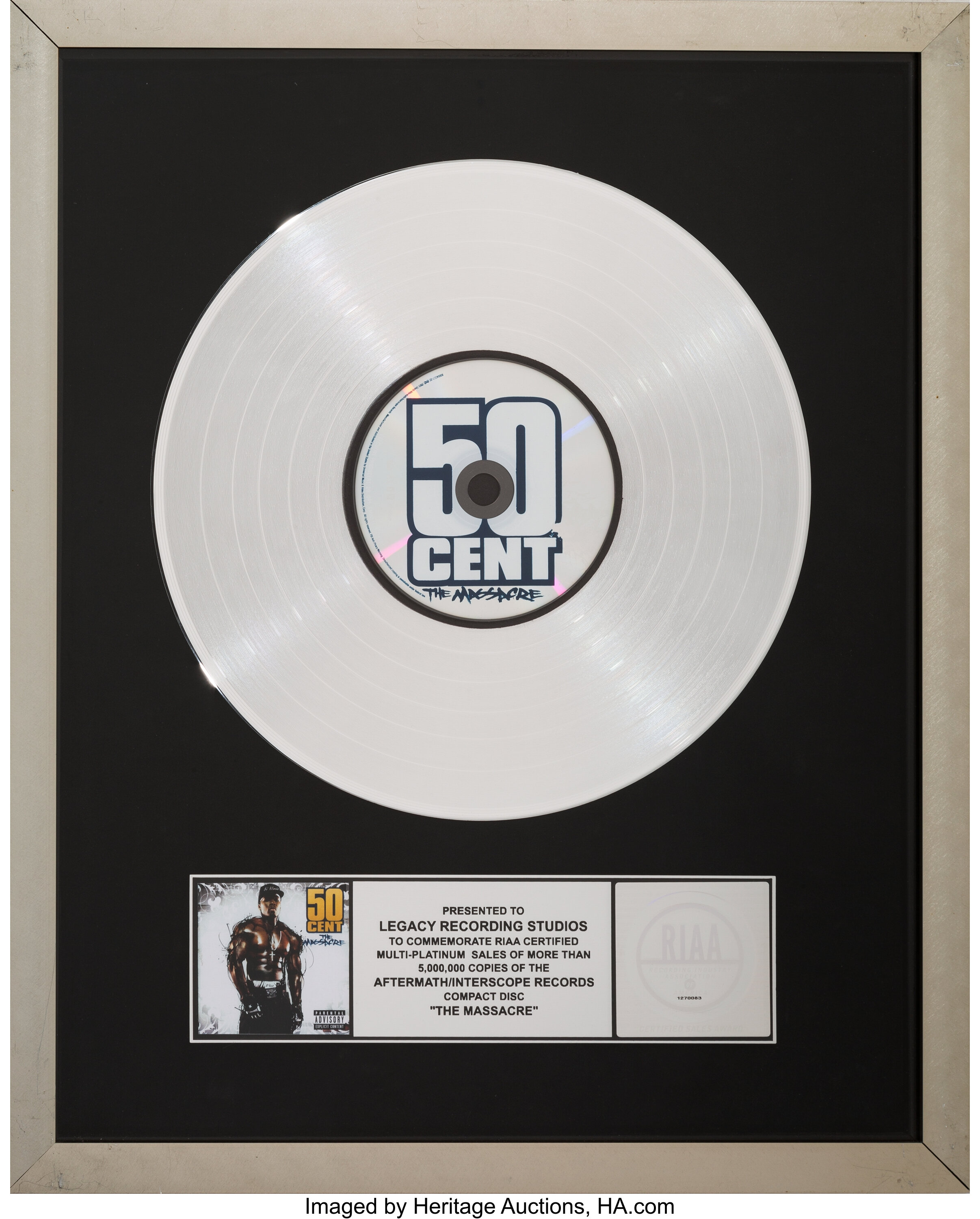 50 Cent The Massacre Riaa Hologram Multi Platinum Sales Award Lot 5179 Heritage Auctions