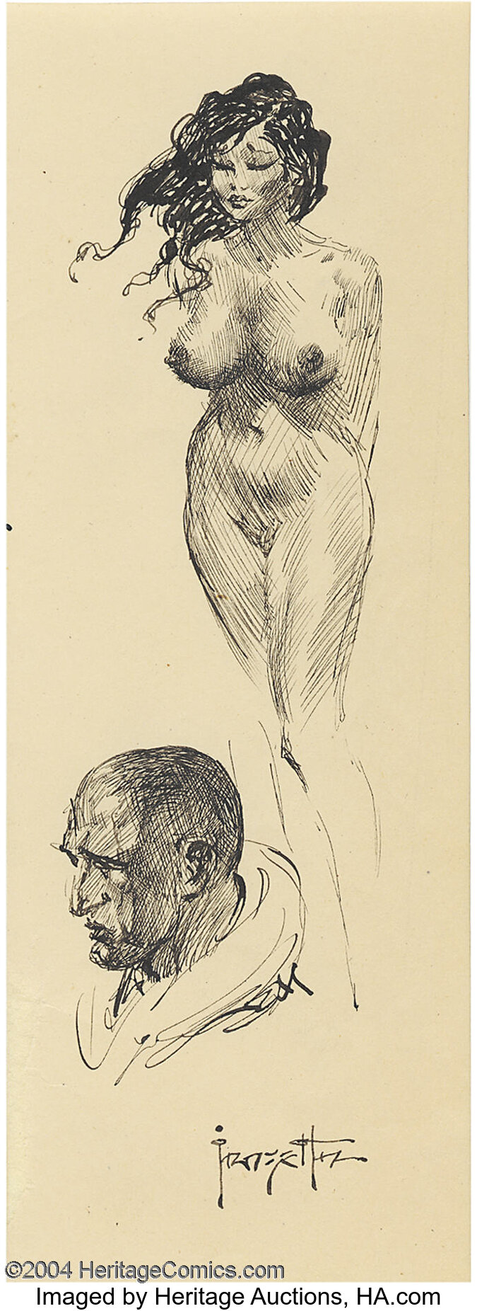 Frank Frazetta - Nude and Profile Sketches Original Art (undated). | Lot  #4114 | Heritage Auctions