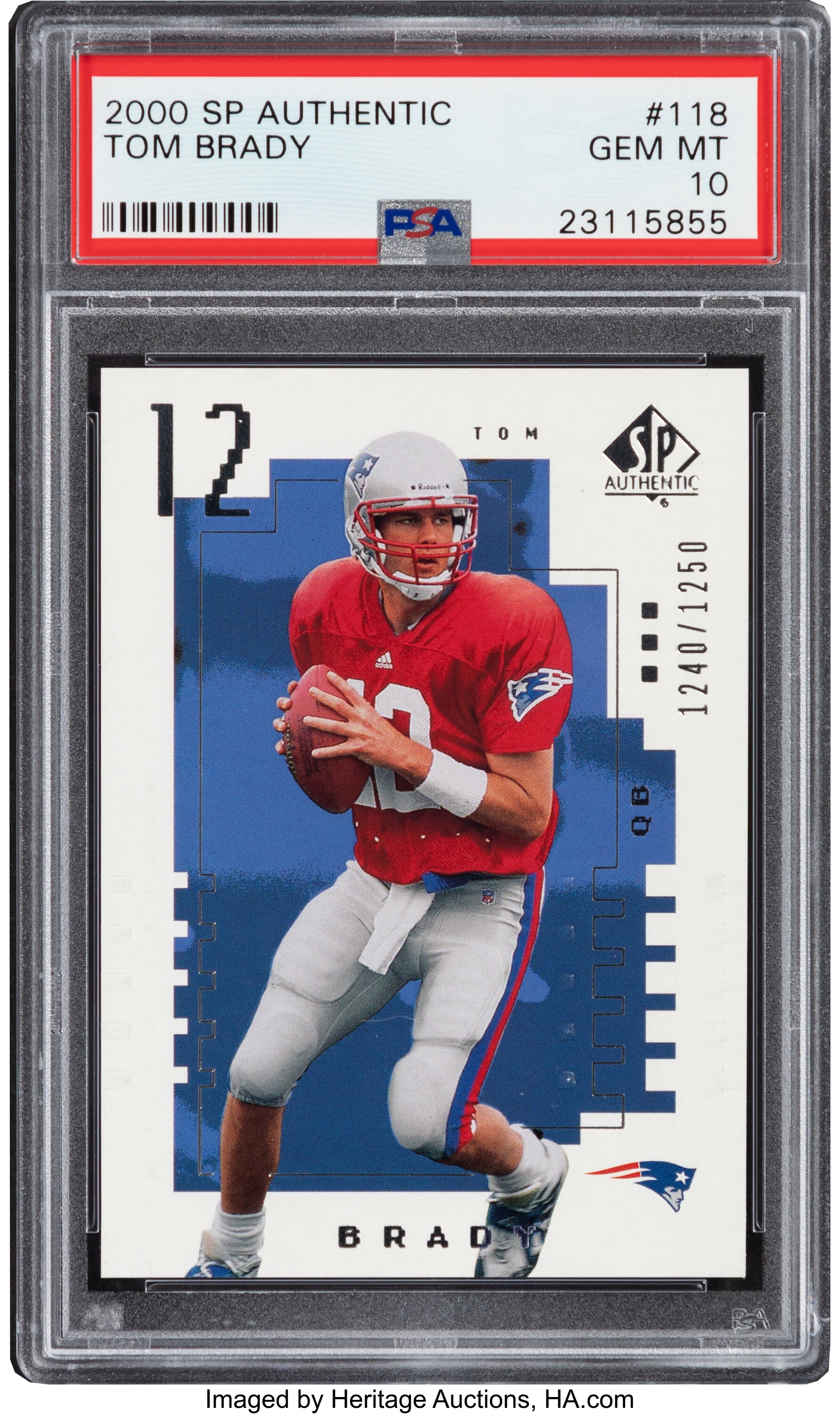 Tom Brady Autographed 2000 Playoff Prestige Spectrum Red Rookie