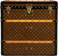 A LIMITED EDITION PAINTED MONOGRAM COURRIER LOZINE TRUNK 110 WITH BLACK  HARDWARE BY VIRGIL ABLOH