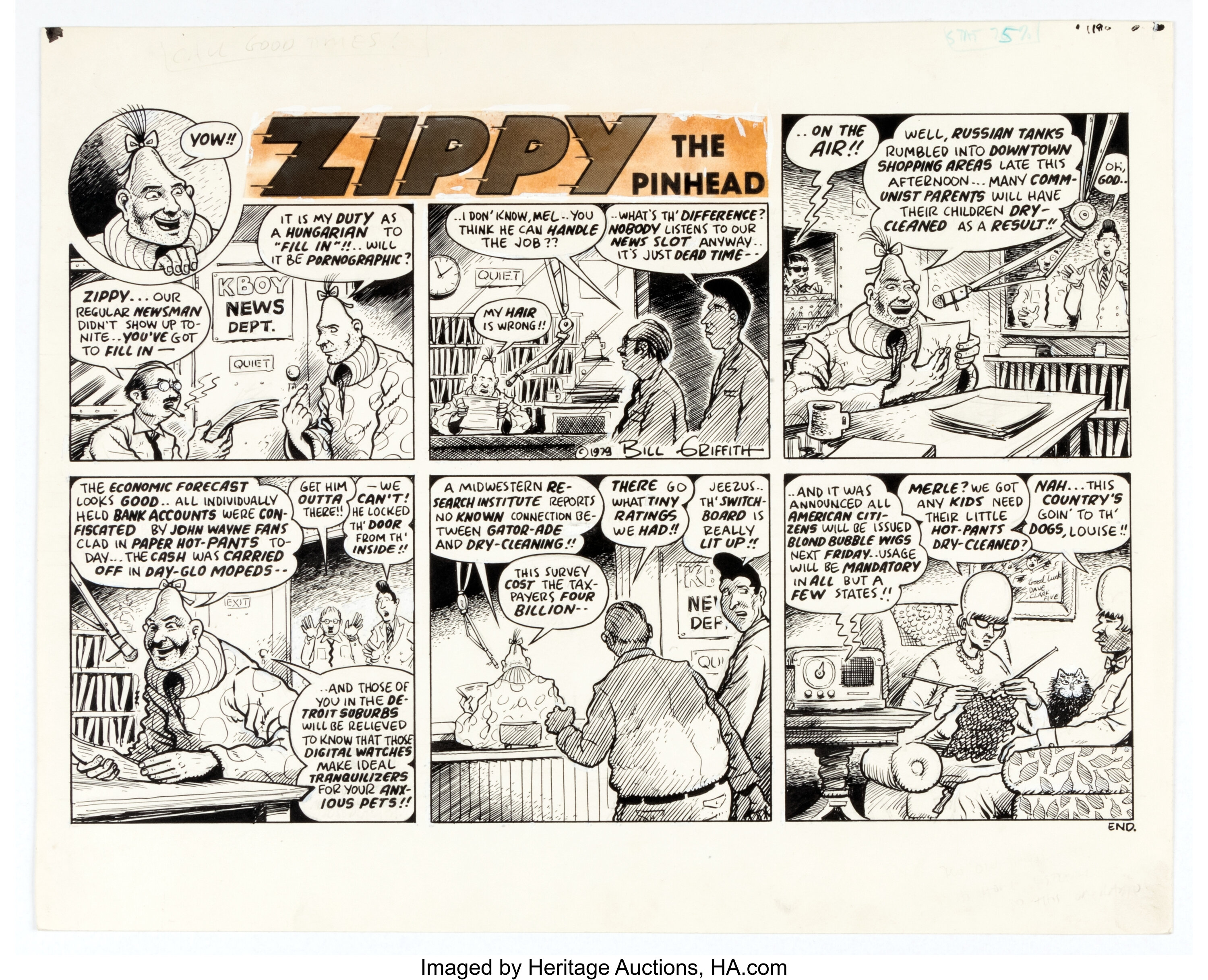 Bill Griffith Zippy the Pinhead Complete 1-Page Story Original Art ...