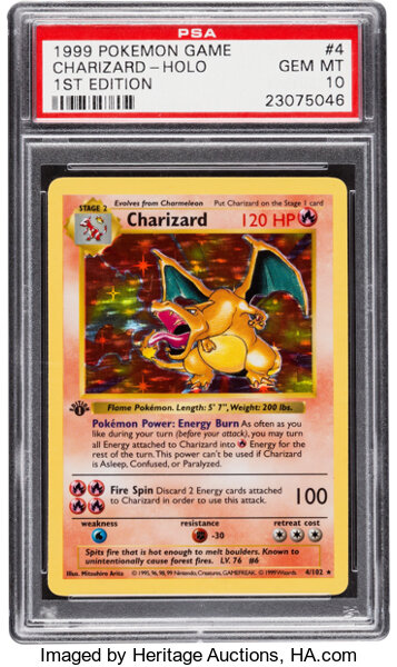 Rare First-Edition Pokémon Charizard Card Sells for $336,000 USD at  Heritage Auctions