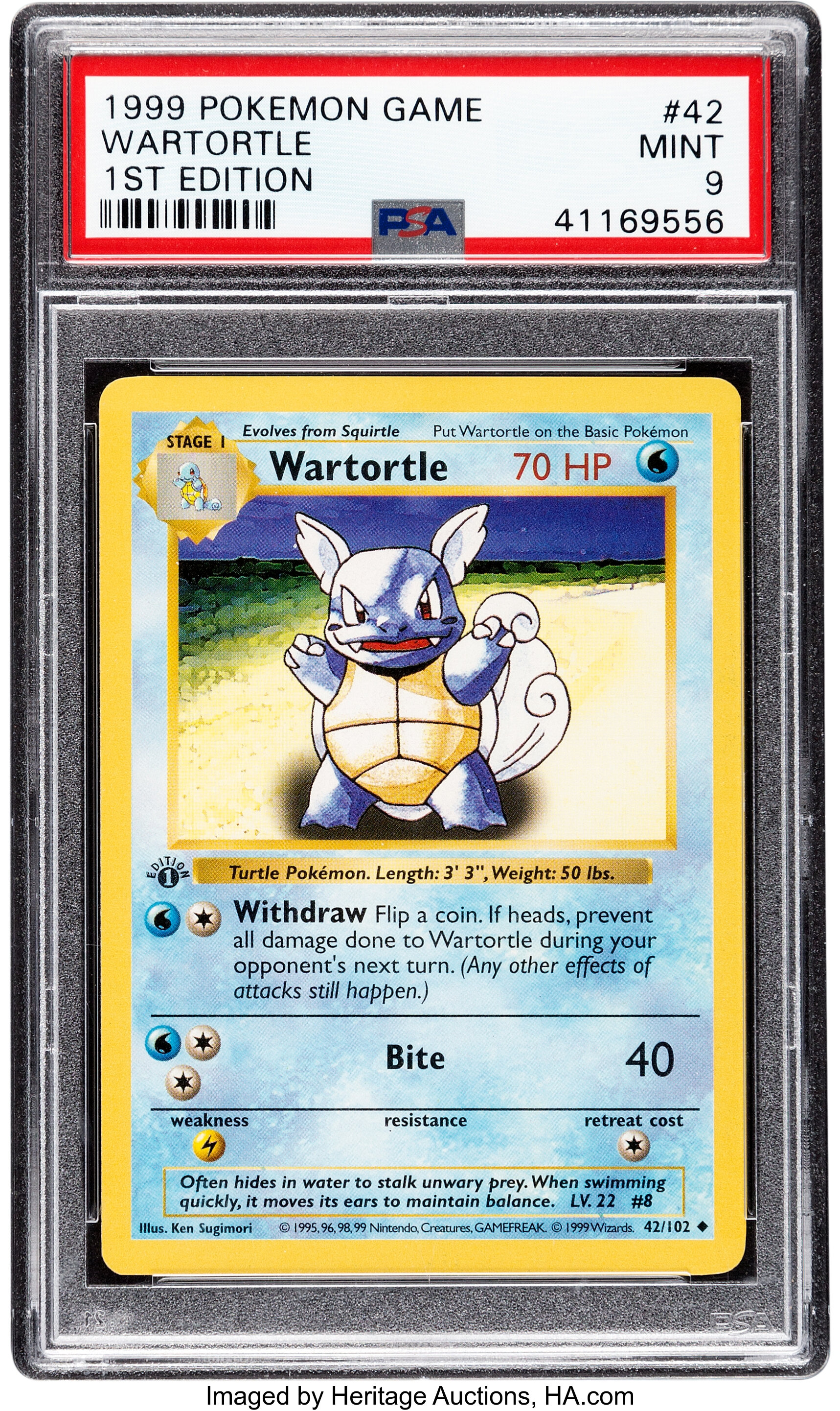 Pokémon Wartortle #42 First Edition Base Set Trading Card