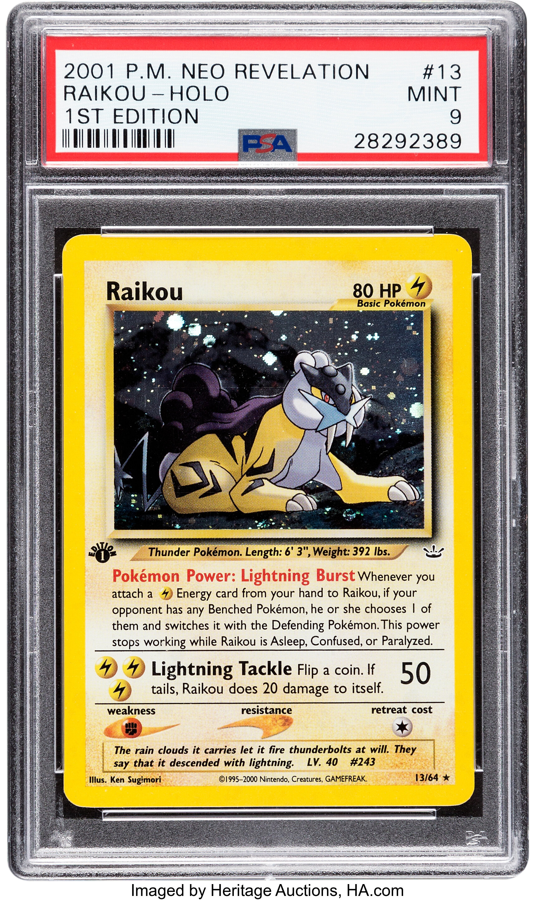 PSA 8 Pokemon Raikou Neo Revelation 1st Edition Rare #22 NEAR MINT