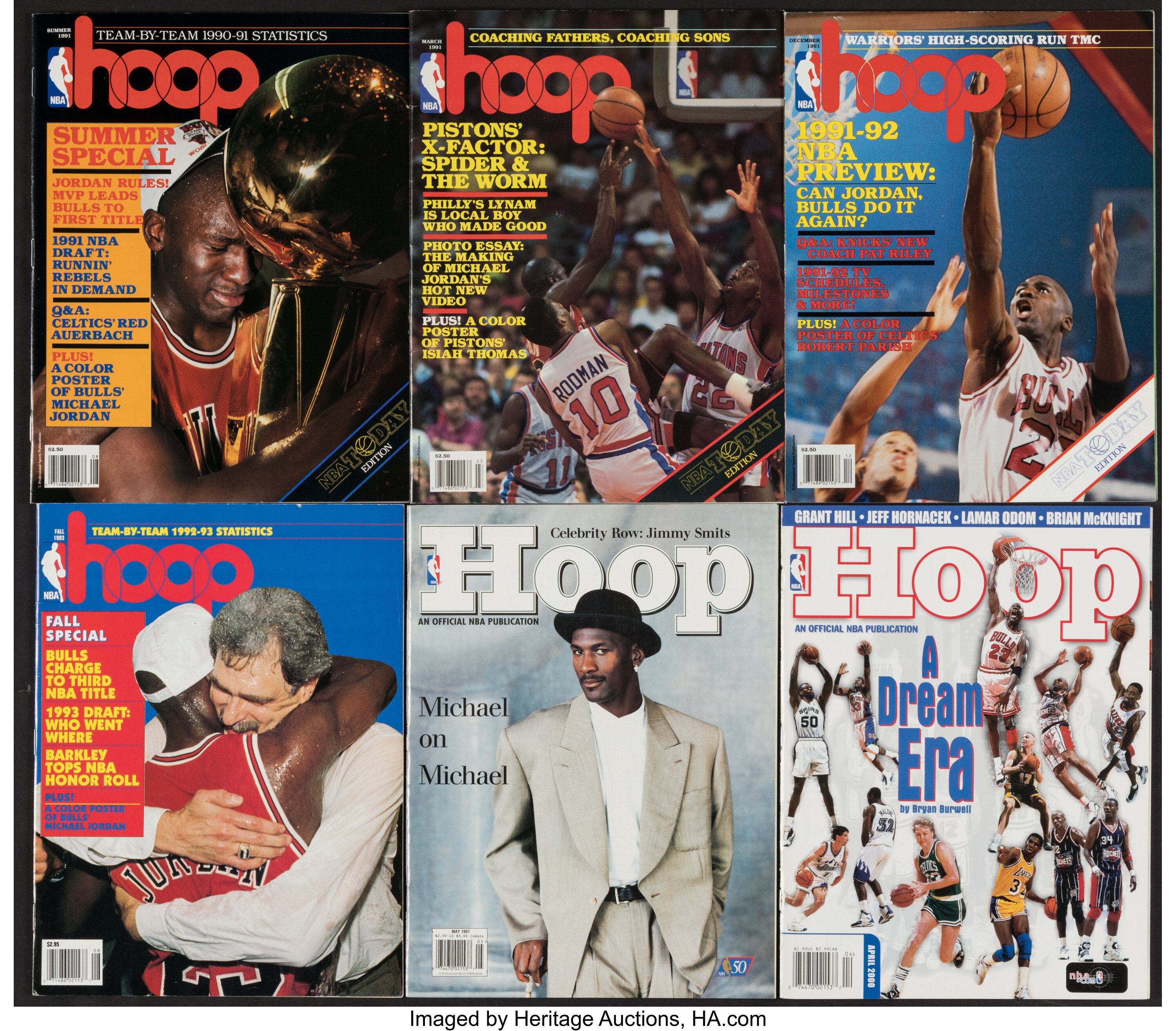 1991-2000 Michael Jordan 'Hoop' Magazines Lot of 6. Basketball