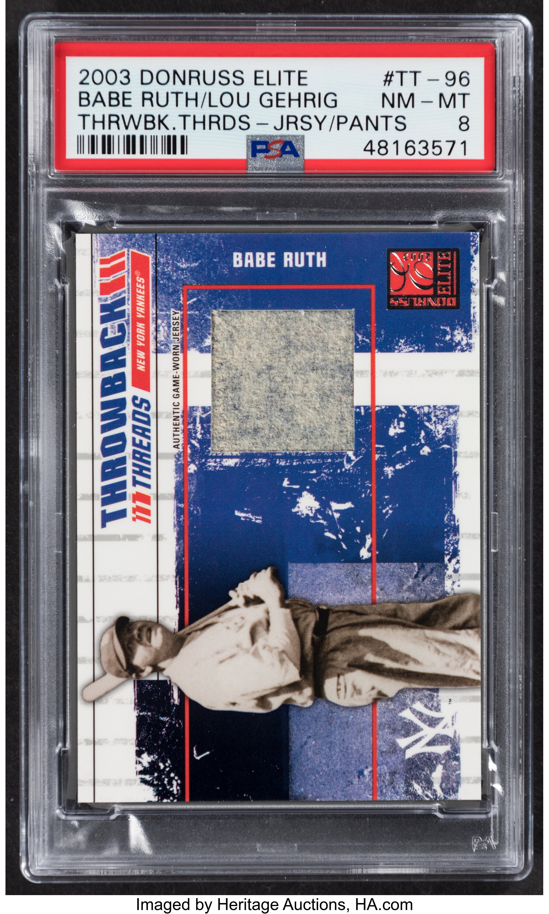 2003 Donruss Elite Throwback Threads Babe Ruth/Lou Gehrig Jersey &, Lot  #44053