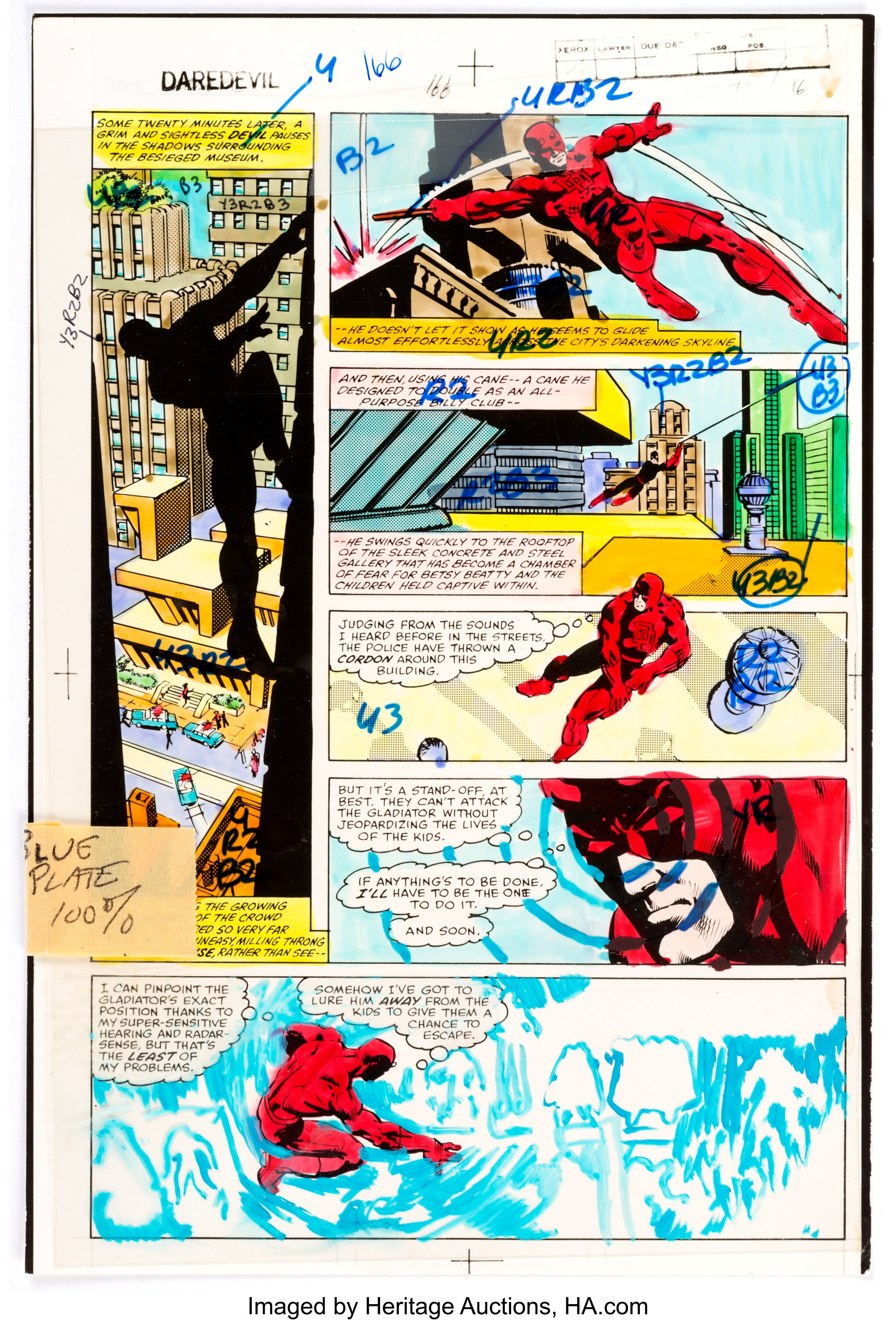 Glynis Wein Daredevil 166 Story Page 16 Color Guide Marvel Lot Heritage Auctions