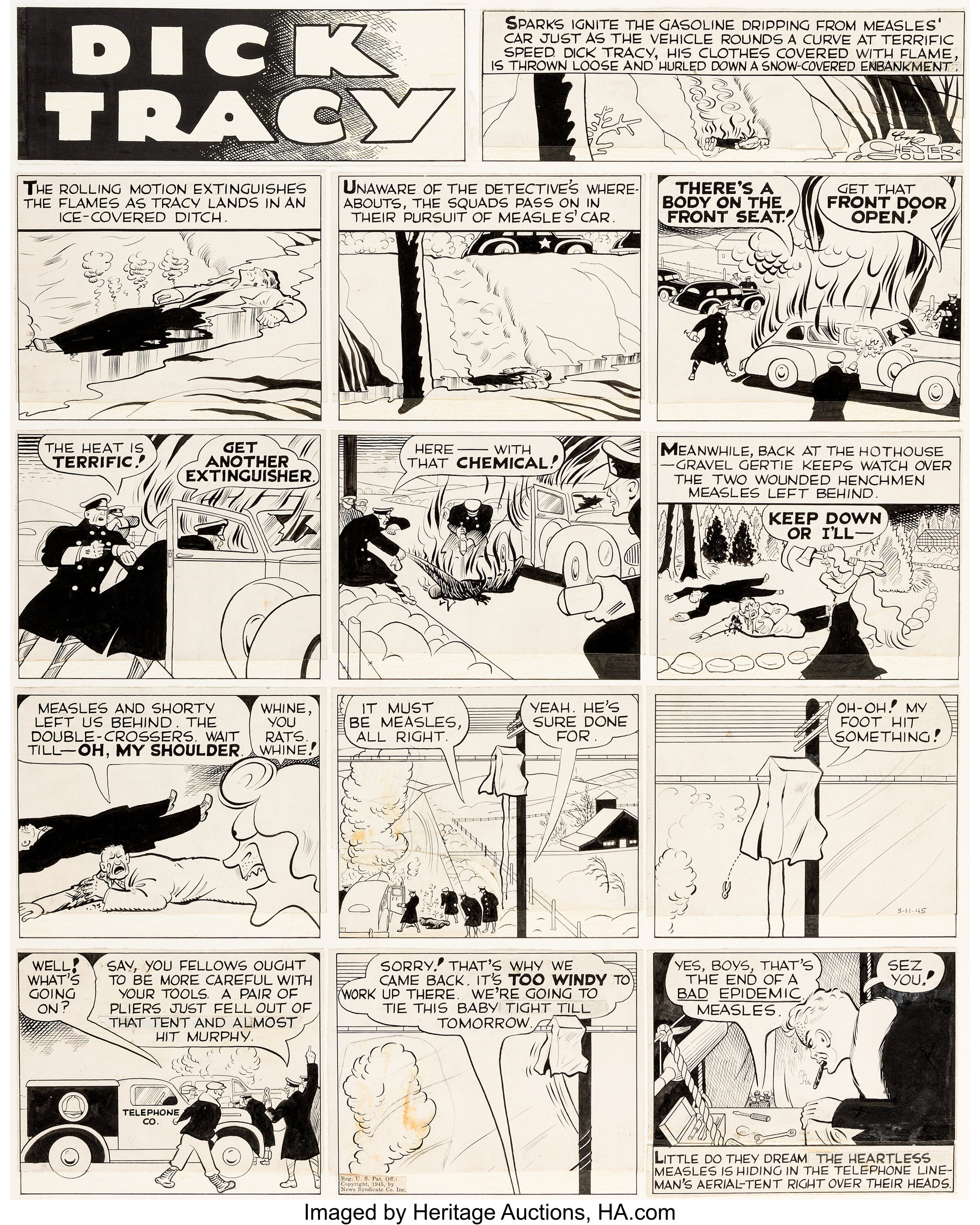 Chester Gould Dick Tracy Sunday Comic Strip Original Art dated | Lot ...