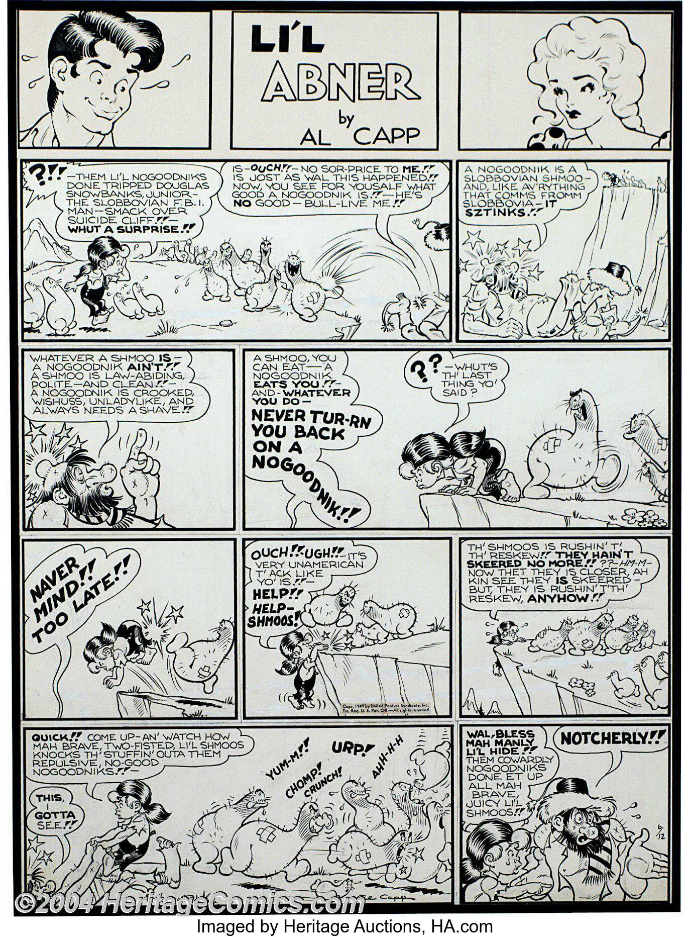 Al Capp - Lil' Abner Sunday Comic Strip Original Art, dated 6-12-49 ...