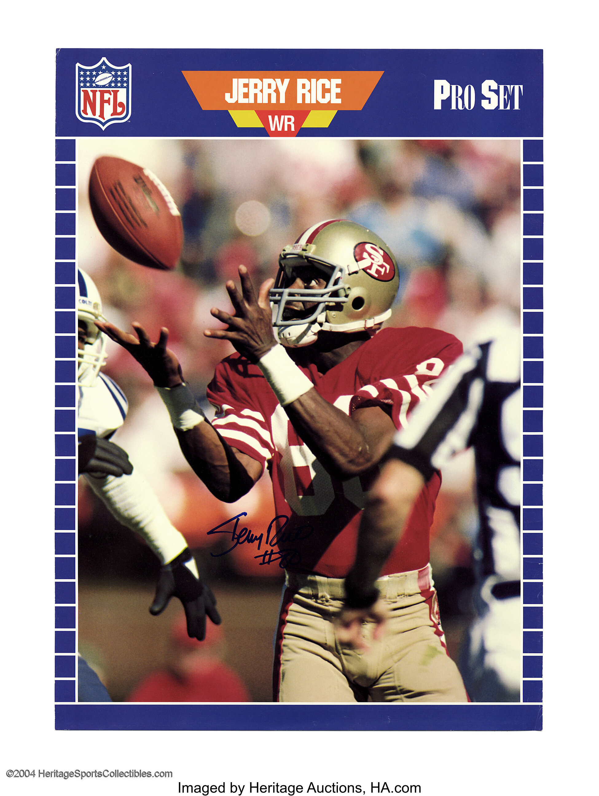 Football Autograph 1989 JERRY RICE SIGNED PRO SET FOOTBALL