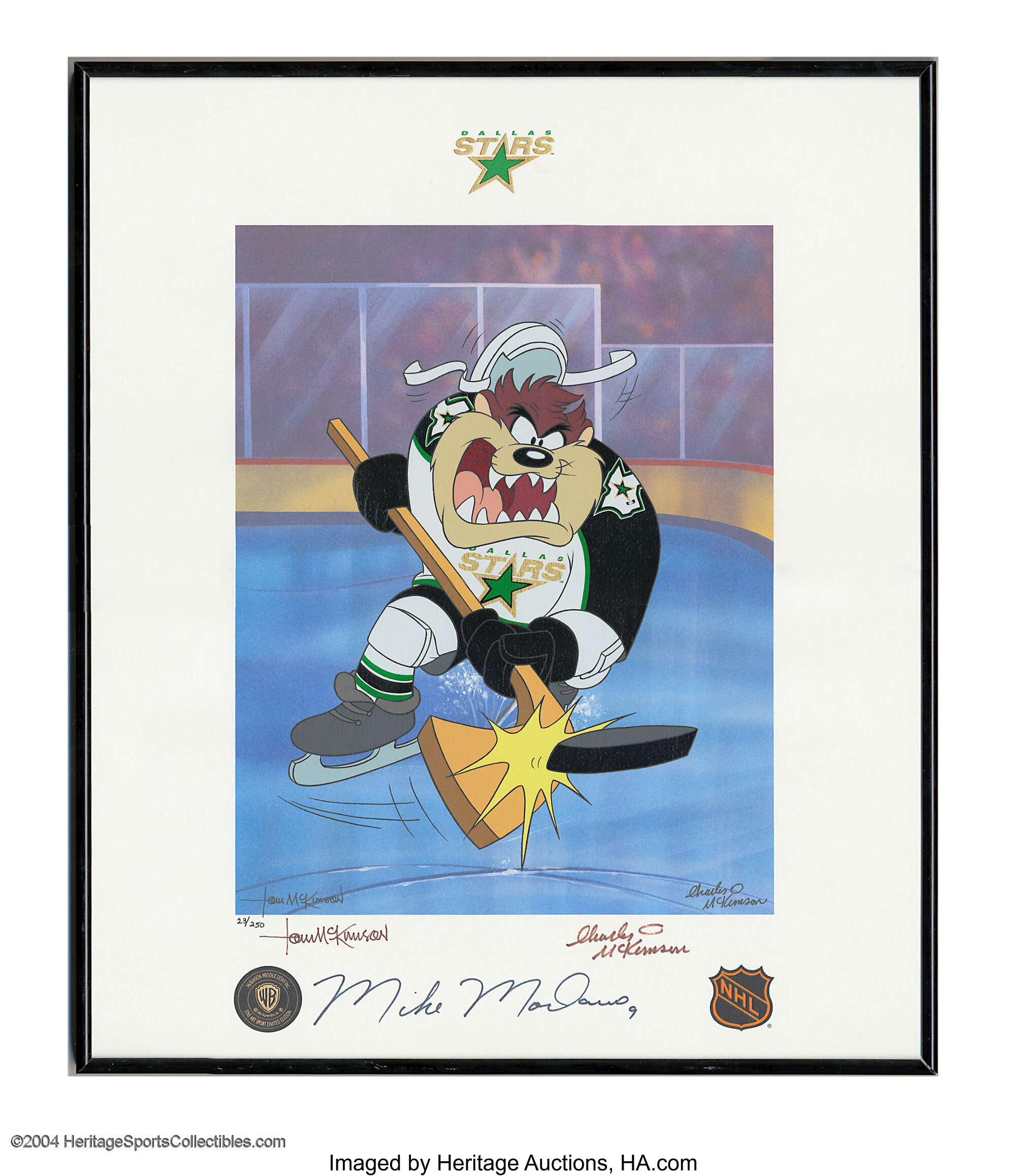 Mike Modano Autographed Fan HQ Exclusive SotaStick Art Little Mo Jerse