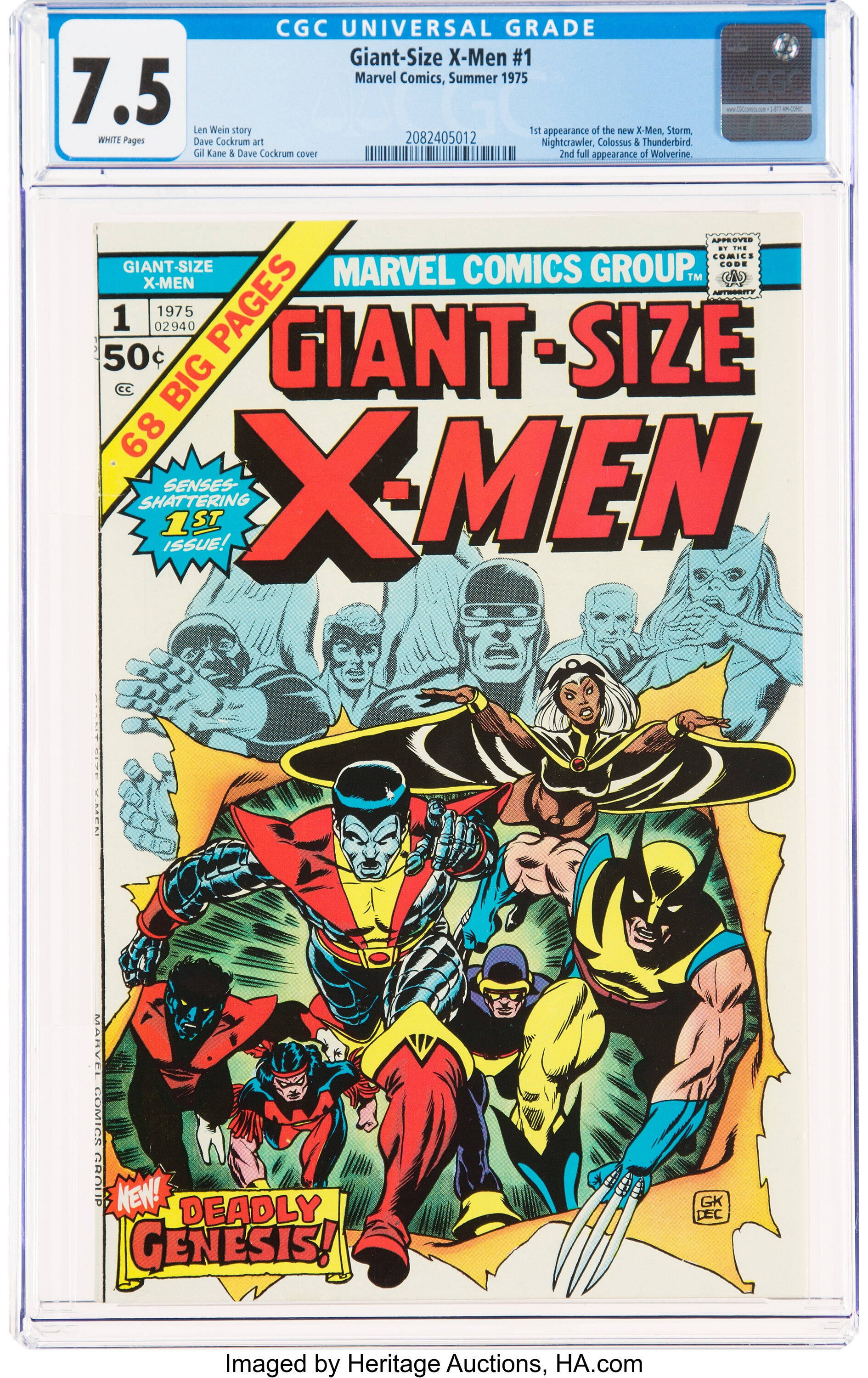 Giant Size X Men 1 Marvel 1975 Cgc Vf 7 5 White Pages Lot Heritage Auctions