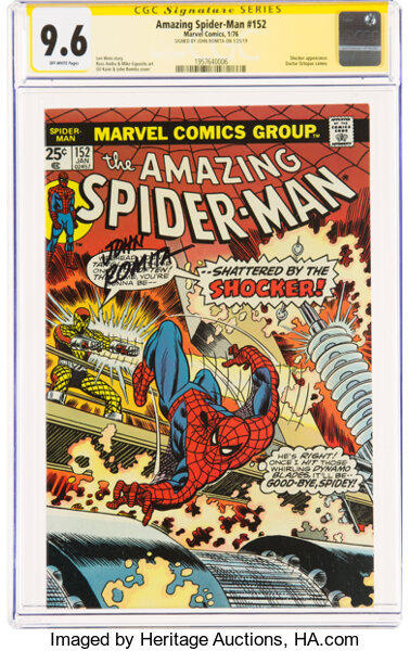 Bronze Age (1970-1979):Superhero, The Amazing Spider-Man #152 Signature Series: John Romita (Marvel, 1976) CGC NM+ 9.6 Off-white pages....