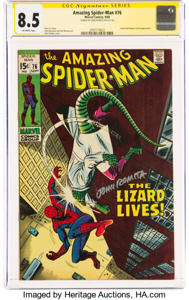 Silver Age (1956-1969):Superhero, The Amazing Spider-Man #76 Signature Series: John Romita (Marvel, 1969) CGC VF+ 8.5 Off-white pages....