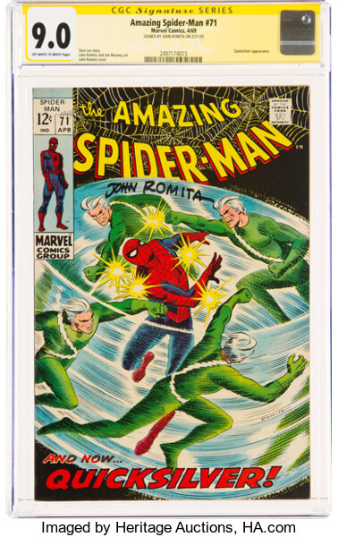 Silver Age (1956-1969):Superhero, The Amazing Spider-Man #71 Signature Series: John Romita (Marvel, 1969) CGC VF/NM 9.0 Off-white to white pages....