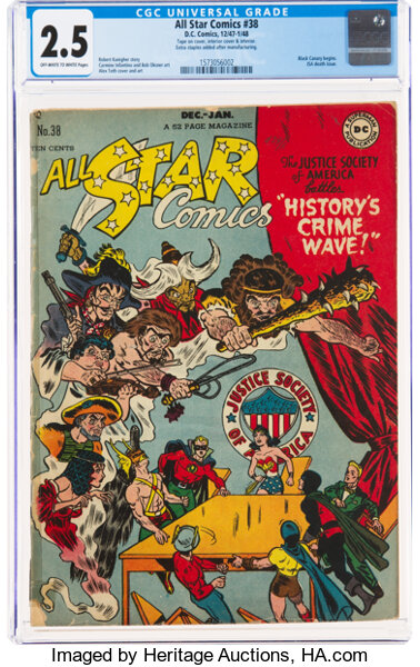 Golden Age (1938-1955):Superhero, All Star Comics #38 (DC, 1947) CGC GD+ 2.5 Off-white to white pages....