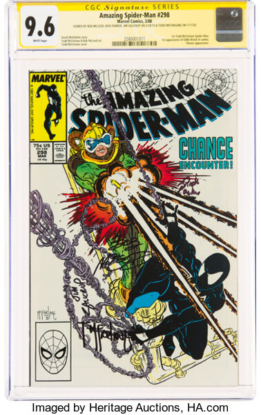 Modern Age (1980-Present):Superhero, The Amazing Spider-Man #298 Signature Series: Todd McFarlane and Others (Marvel, 1988) CGC NM+ 9.6 White pages....