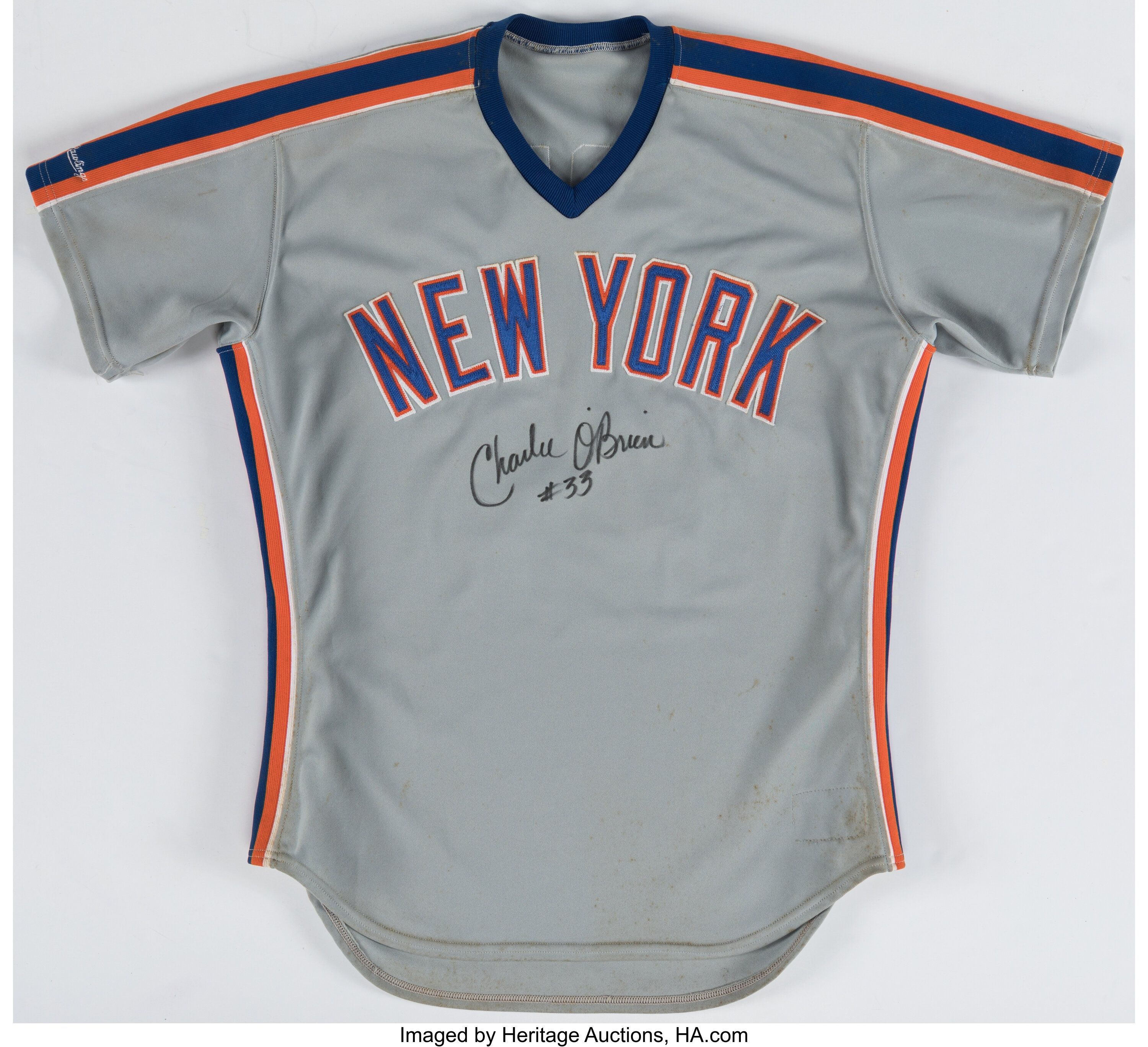 1989 Charlie O'Brien Game Used & Signed New York Mets Jersey with, Lot  #42207