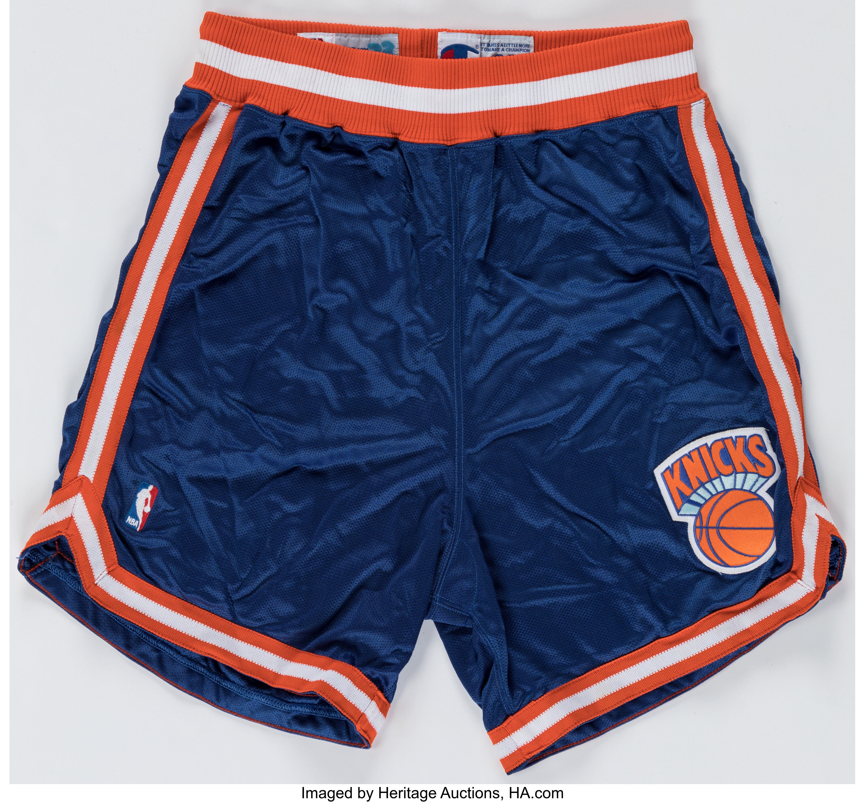 1991 Patrick Ewing Game Worn New York Knicks Shorts with Trainer, Lot  #42240