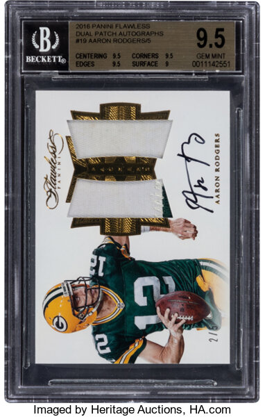 2016 Panini Flawless Aaron Rodgers Dual Patch Autograph #DUAR BGS, Lot  #50399