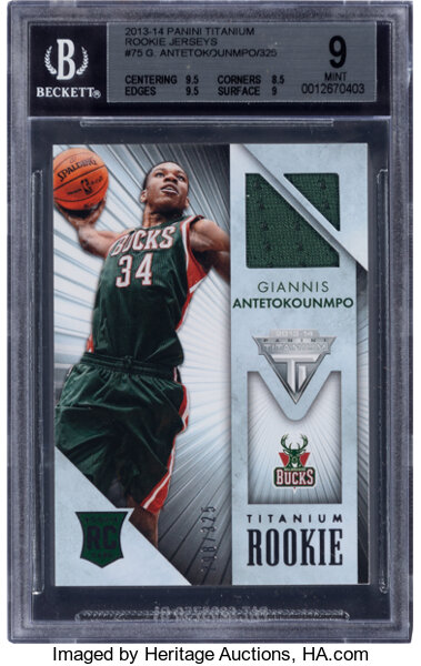 2013-14 Panini Elite Giannis Antetokounmpo Red Status Jersey Number RC /34  PSA 9 MINT