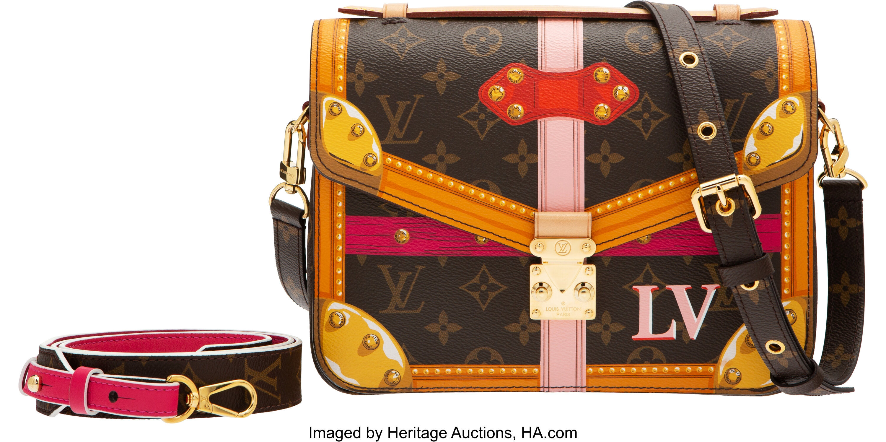 At Auction: Louis Vuitton, LOUIS VUITTON POCHETTE METIS LTD ED MONOGRAM  PURSE