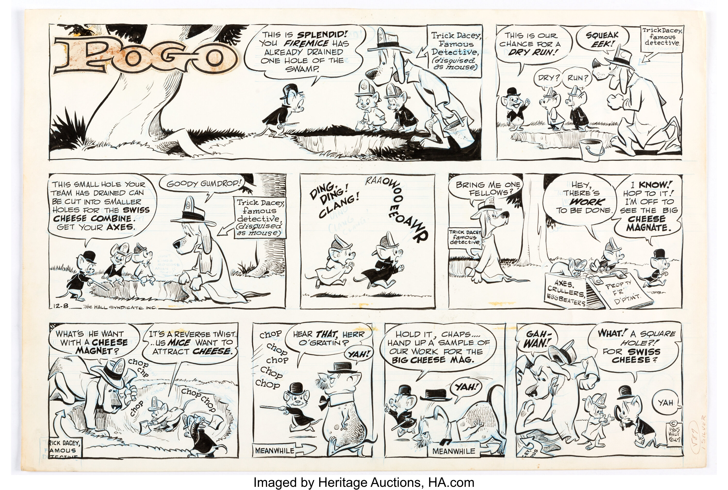 Walt Kelly Pogo Sunday Comic Strip Original Art Dated 12 8 63 Hall Lot 17372 Heritage Auctions