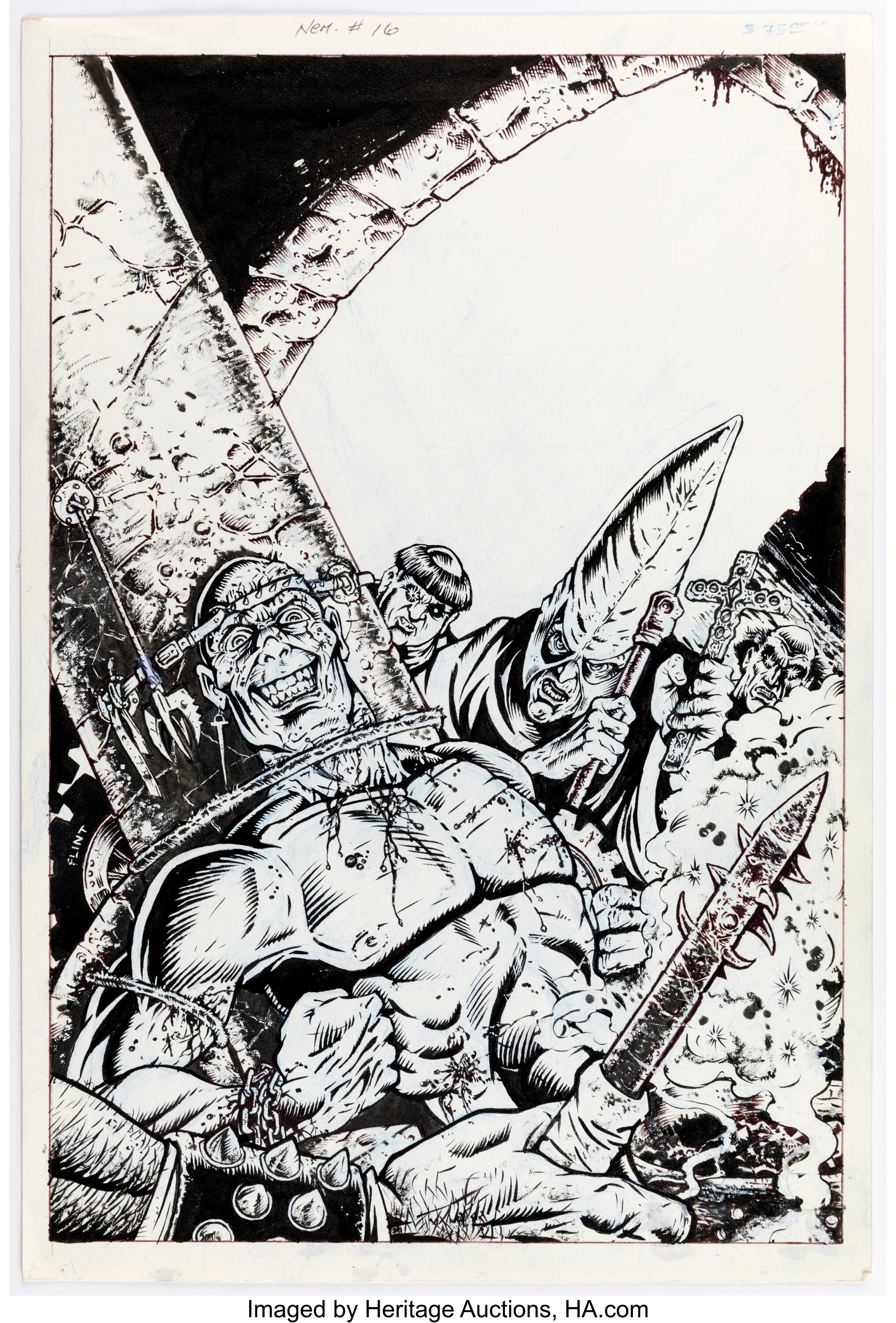 Flint Henry Nemesis the Warlock #16 Cover Original Art (Fleetway, | Lot ...