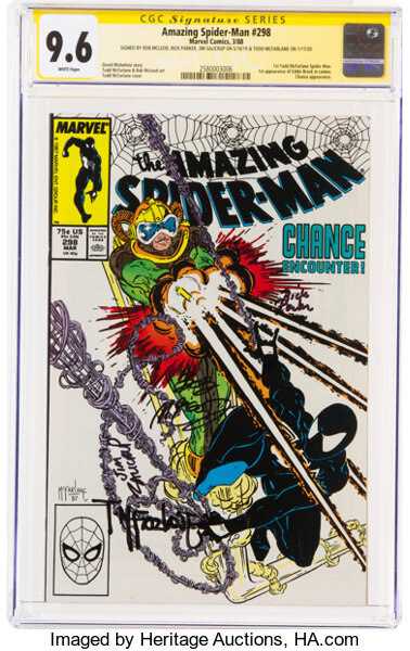 Modern Age (1980-Present):Superhero, The Amazing Spider-Man #298 Signature Series: Todd McFarlane and Others (Marvel, 1988) CGC NM+ 9.6 White pages....
