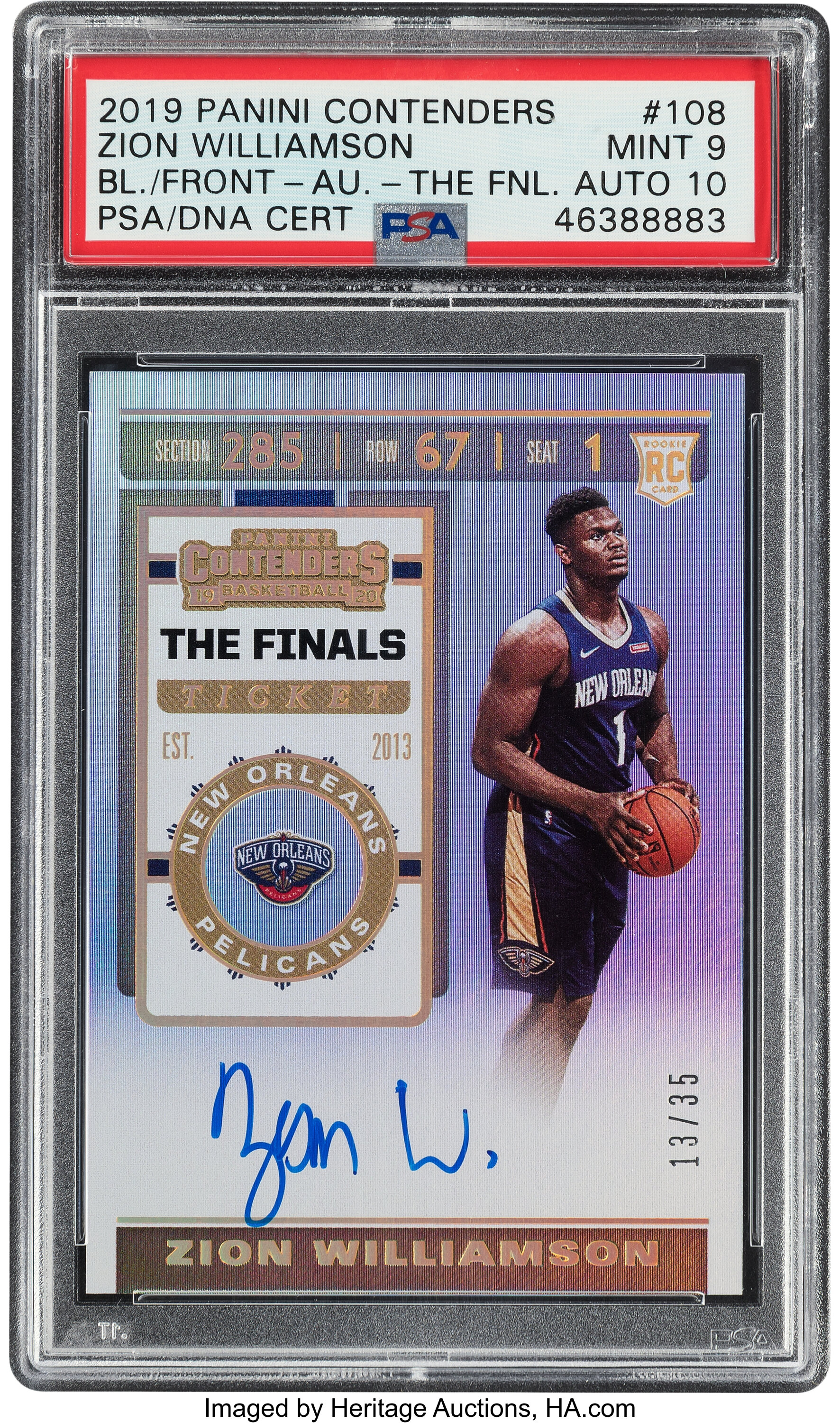 Zion Williamson 2019 Panini Contenders Draft Picks Rookie Card #1