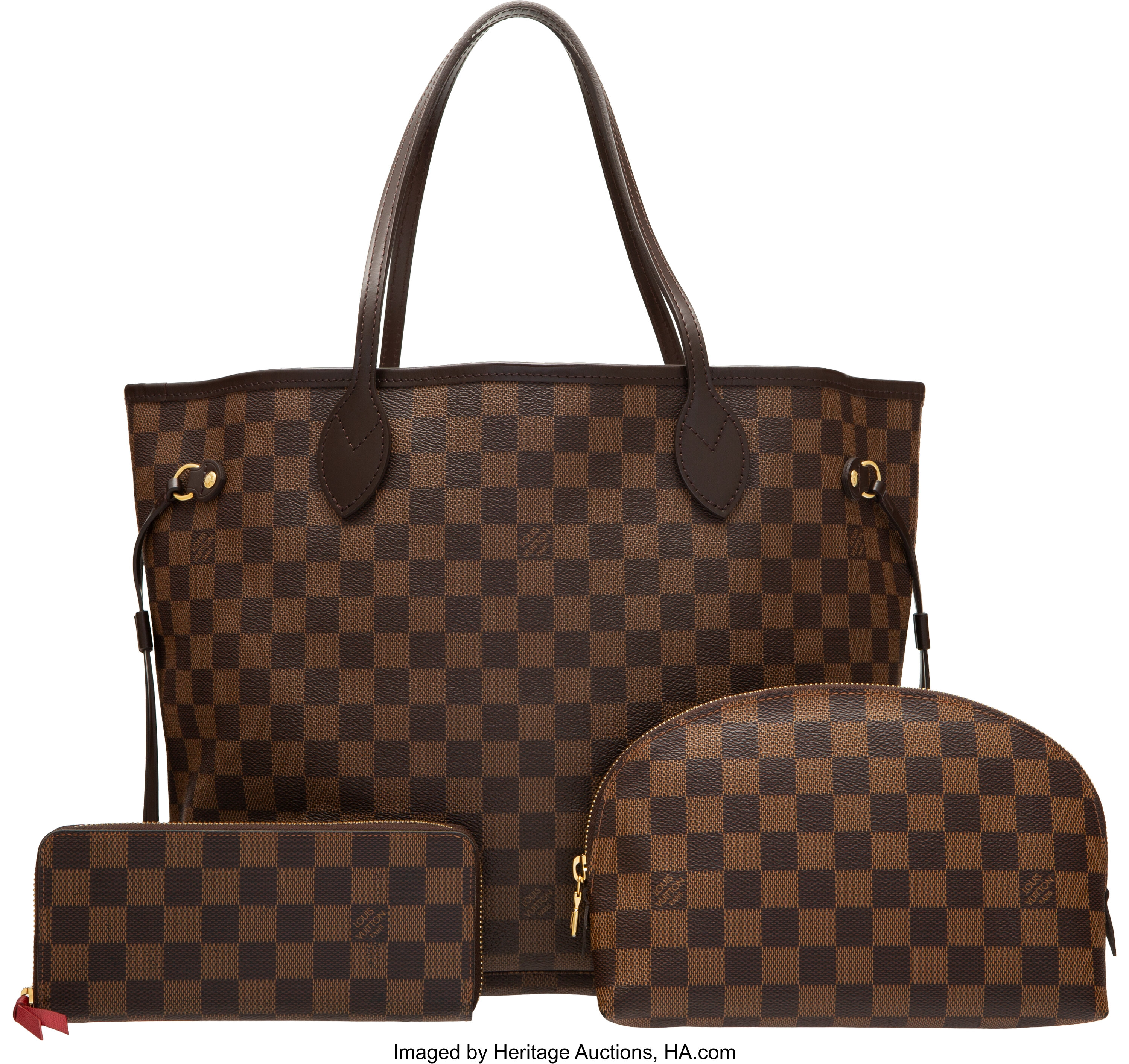 Louis Vuitton Set of Three: Neverfull Bag, Cosmetic Pouch, and