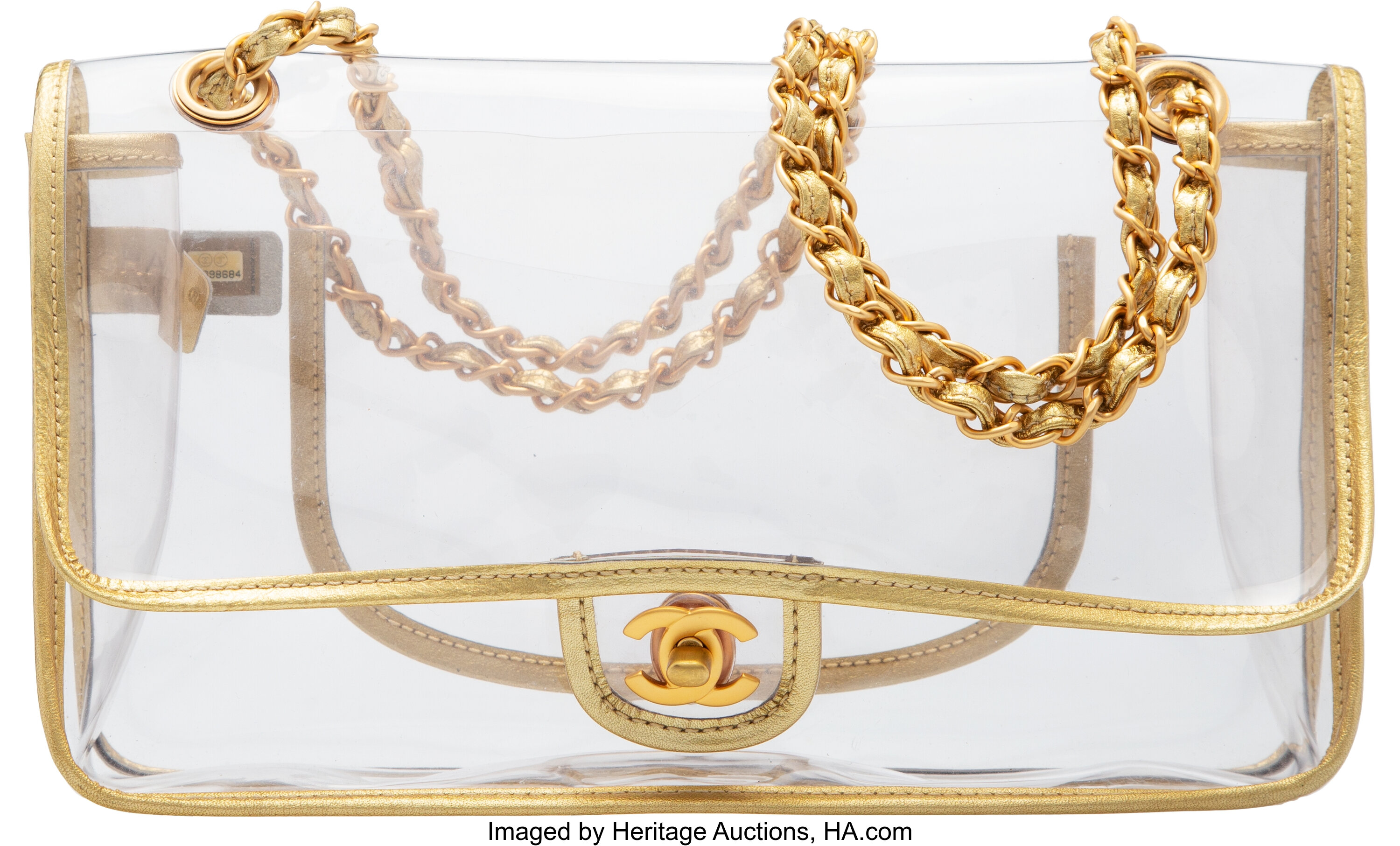 Chanel Transparent Vinyl & Gold Lambskin Leather Medium Flap Bag, Lot  #15165