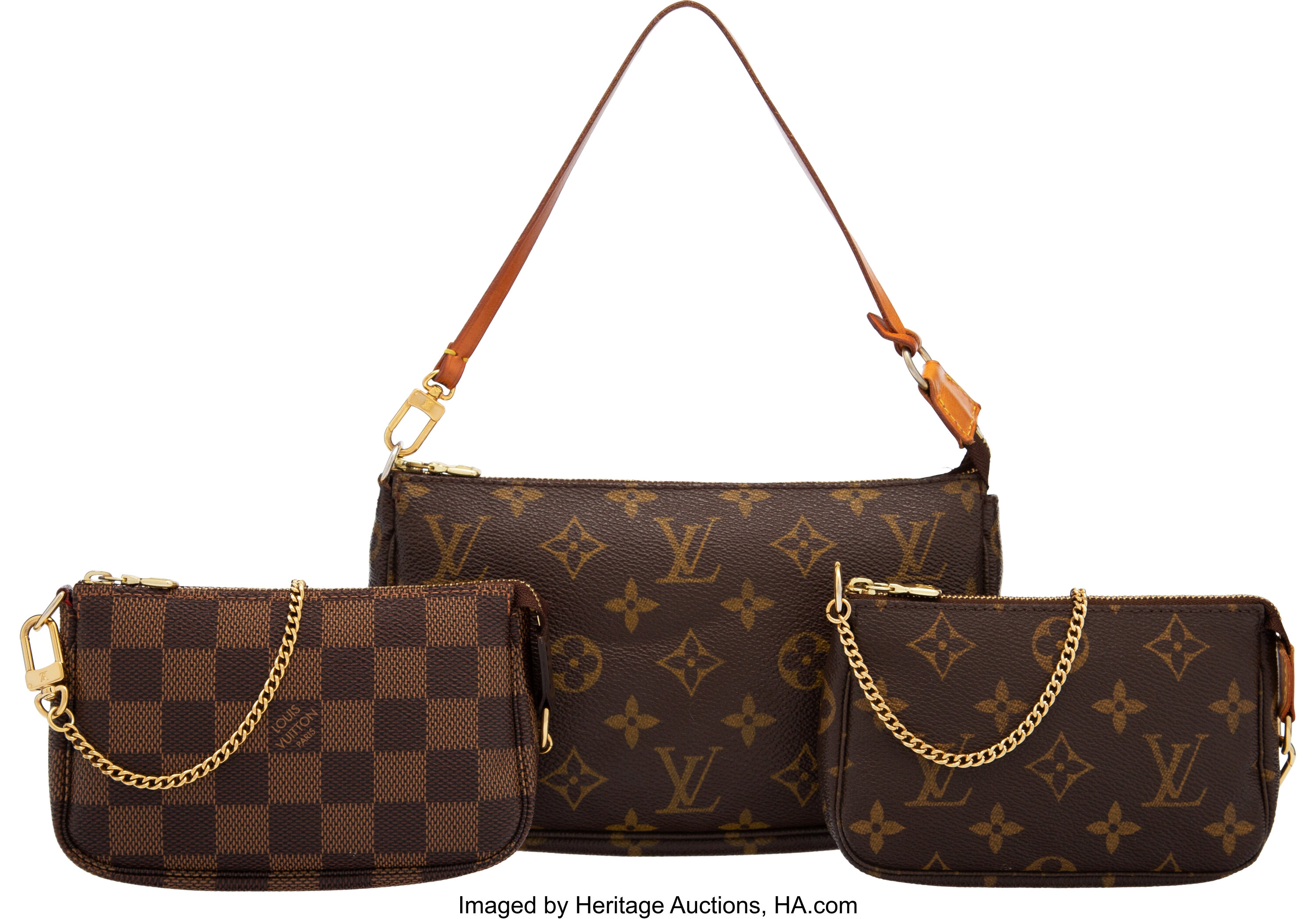 Louis Vuitton Set of Three: Pochettes. Condition: 3. See Extended, Lot  #15209