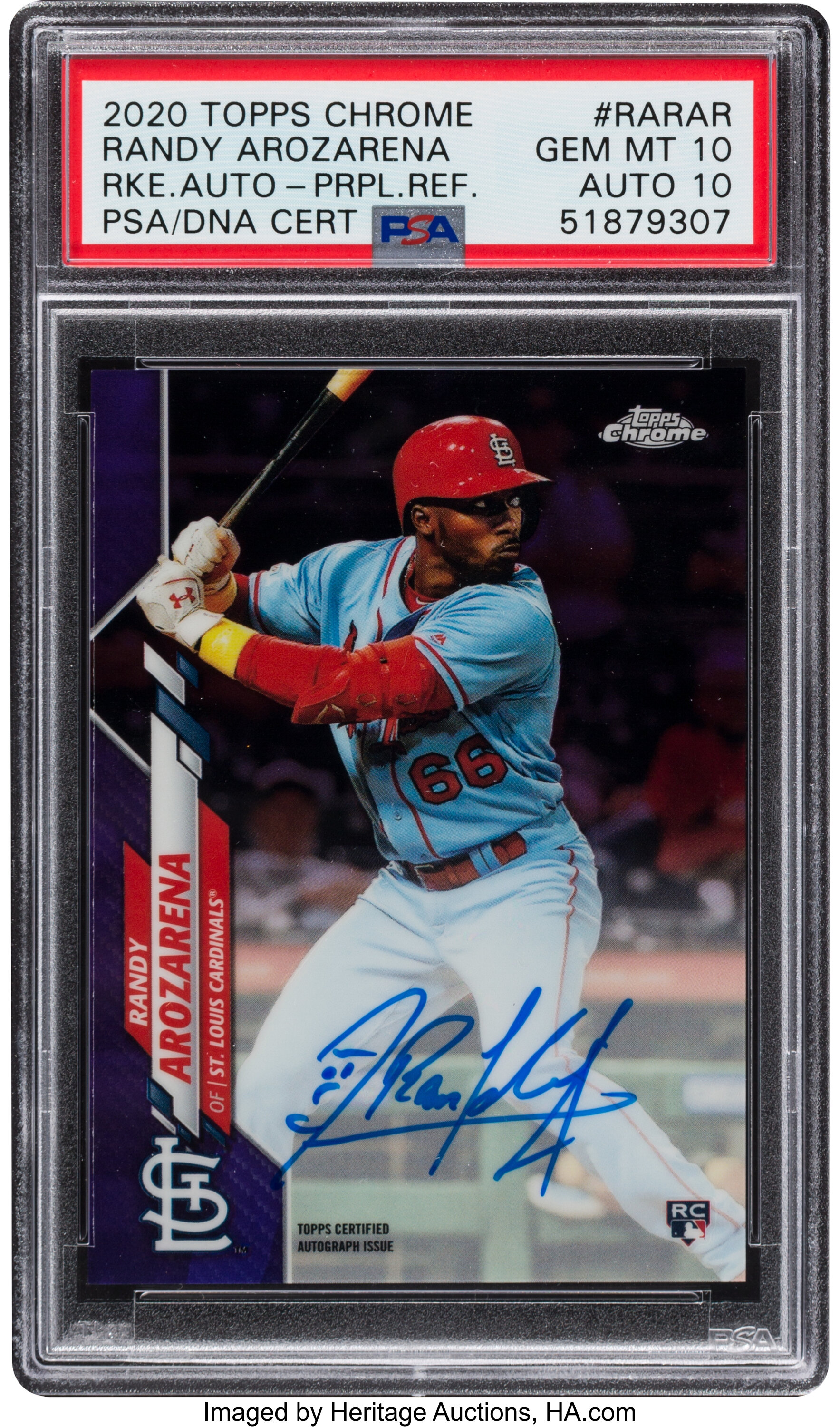 2020 Topps Chrome Randy Arozarena Rookie Autograph Purple Refractor | Lot  #50067 | Heritage Auctions