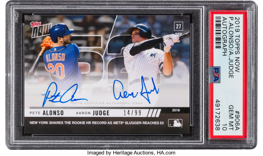 2019 Topps Now Pete Alonso/Aaron Judge Autograph #906A PSA Gem