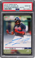 Ronald Acuna Jr 2019 Topps Throwback Thursday Autographed Rookie Card  #CA-12 - PSA/DNA 10