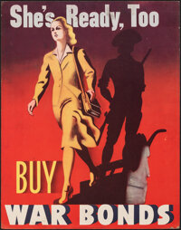 World War II Propaganda (U.S. Government Printing Office, 1942). Fine+. War Bonds Jumbo Window Card (22" X 28"...