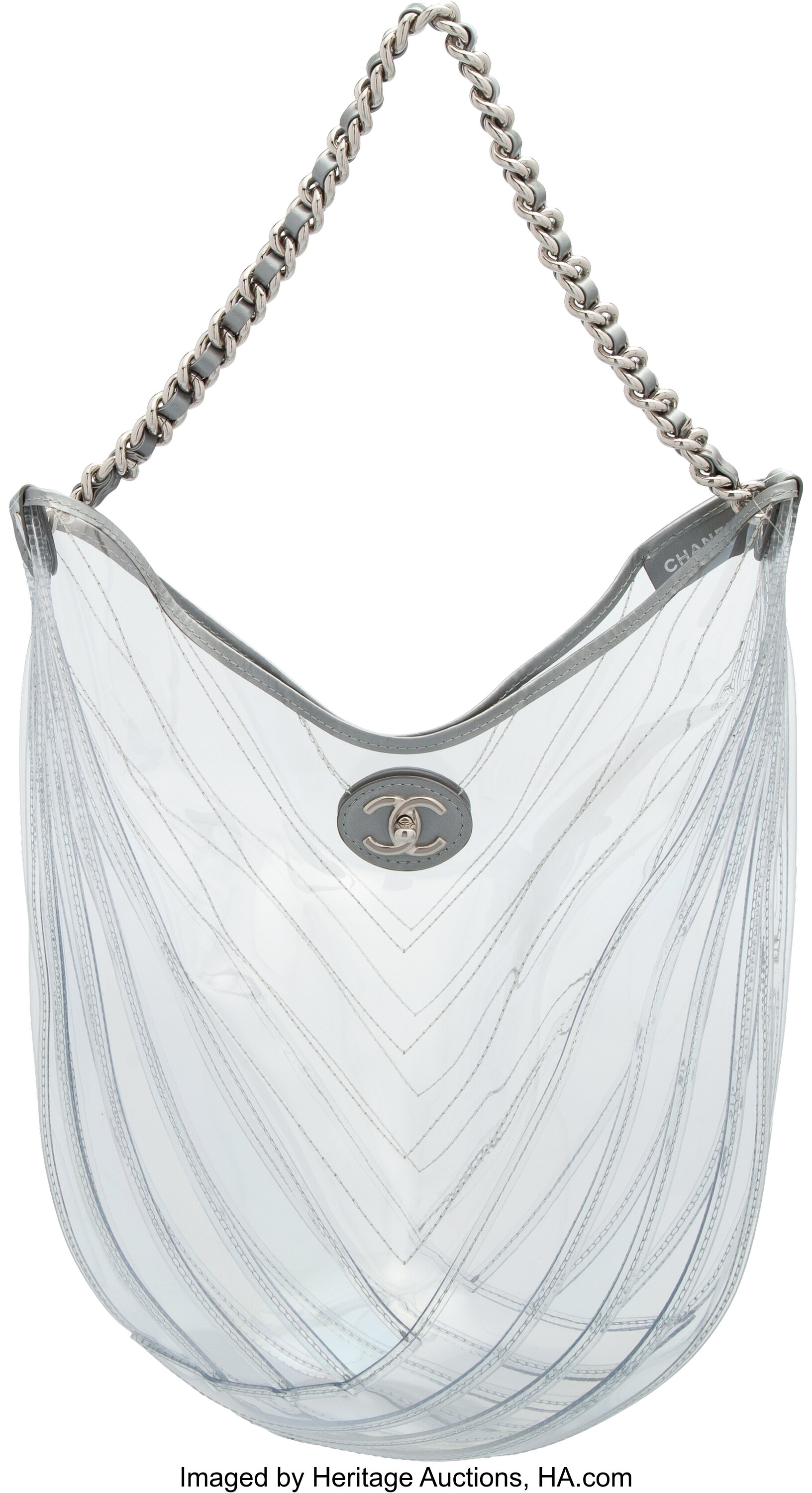 Chanel Runway Transparent PVC Teardrop Bucket Bag. Condition: 2., Lot  #15040